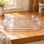Turn Rectangular Fridge Organiser hero: Complete clear Turn organiser with circular base