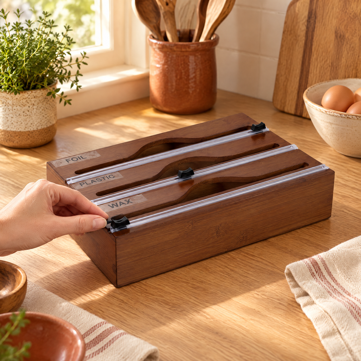 Wrap Three-Channel Bamboo Dispenser use: Wrap Three-Channel Bamboo Dispenser — a suitable use routine